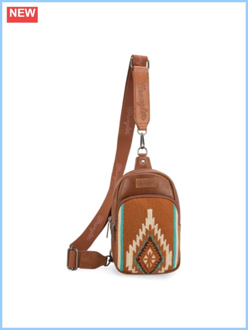 Aztec Knitted Sling Crossbody Bag Chest Purse with Detachable Strap Western
